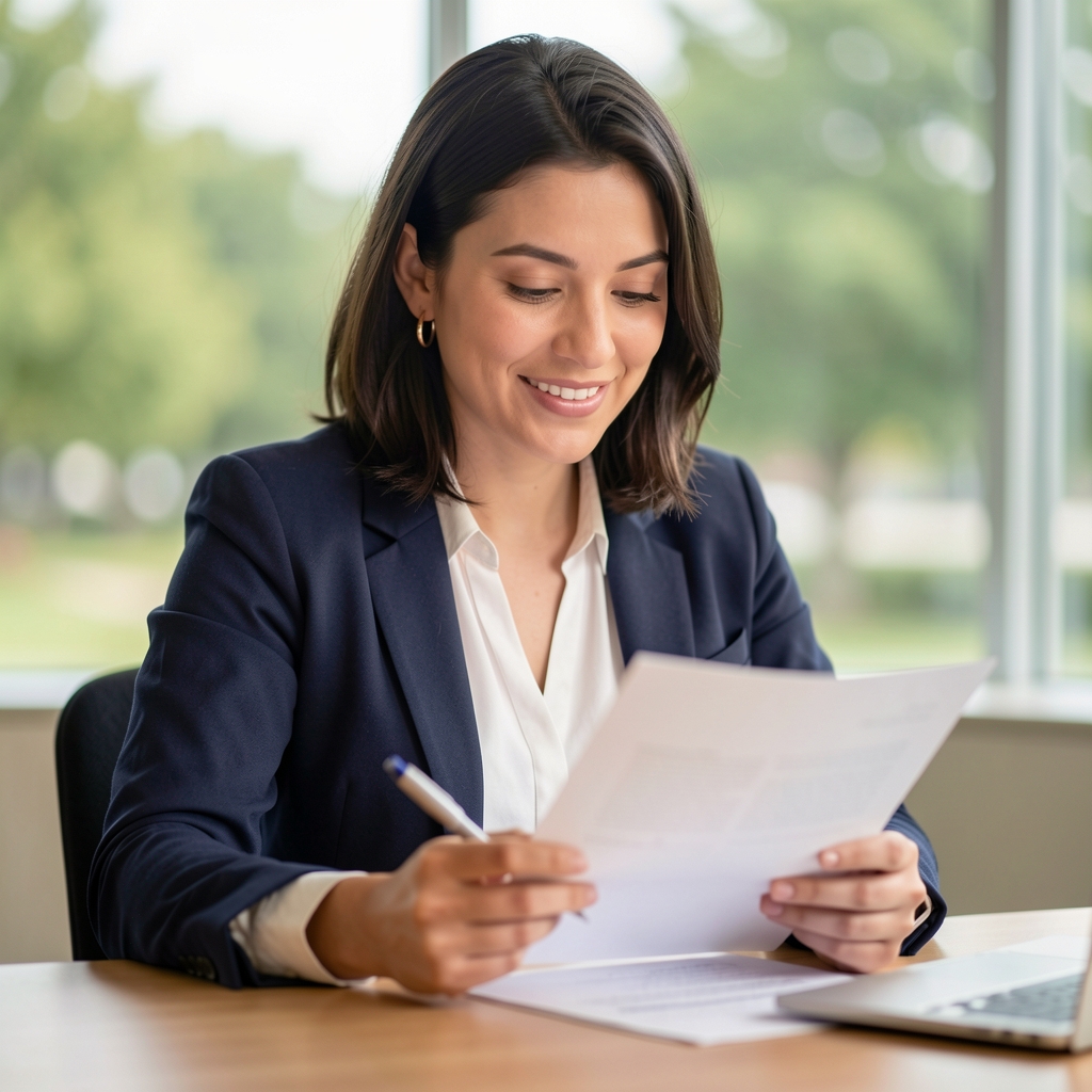 Portrait of a health communication editor reviewing printed research notes at a desk — Brelvan editorial team
